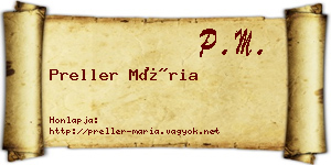 Preller Mária névjegykártya